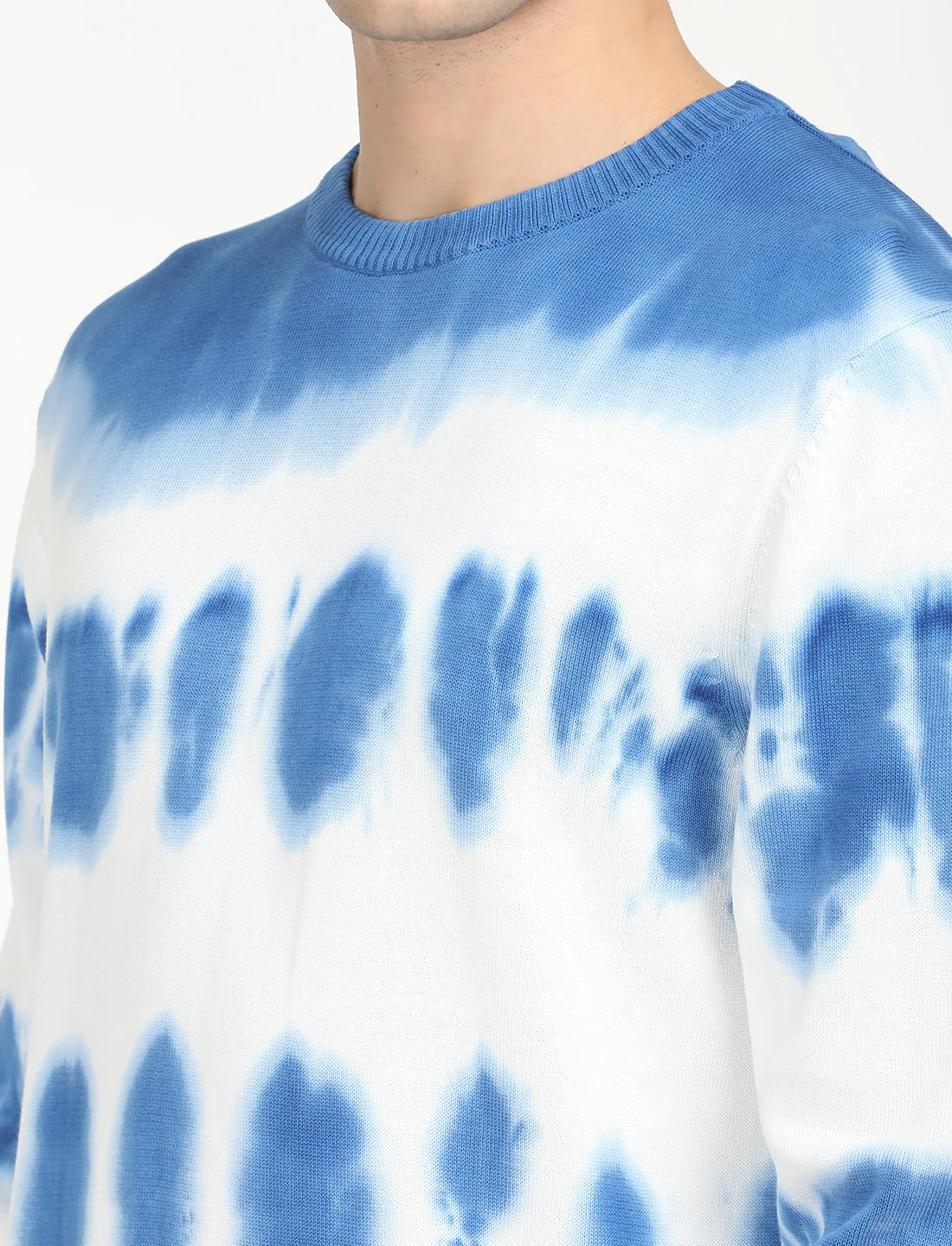 Men's Tie-Dye Blue Crew Neck Sweater - Image 5