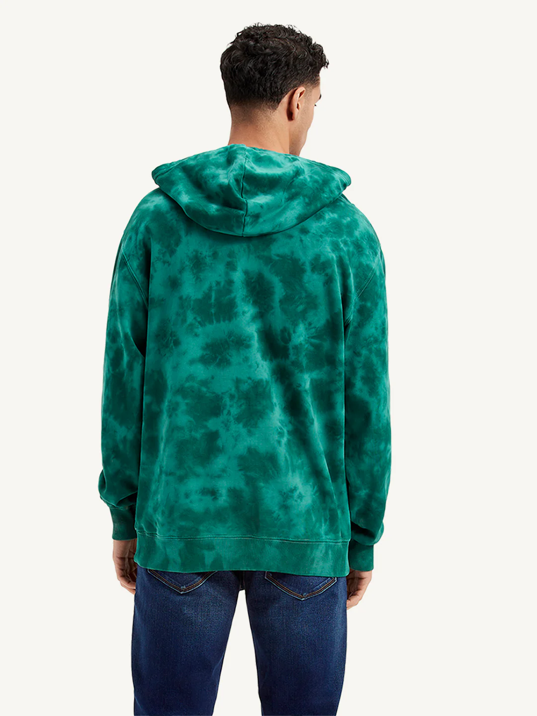 Men's Tie-Dye Teal Hooded Sweatshirt - Image 3