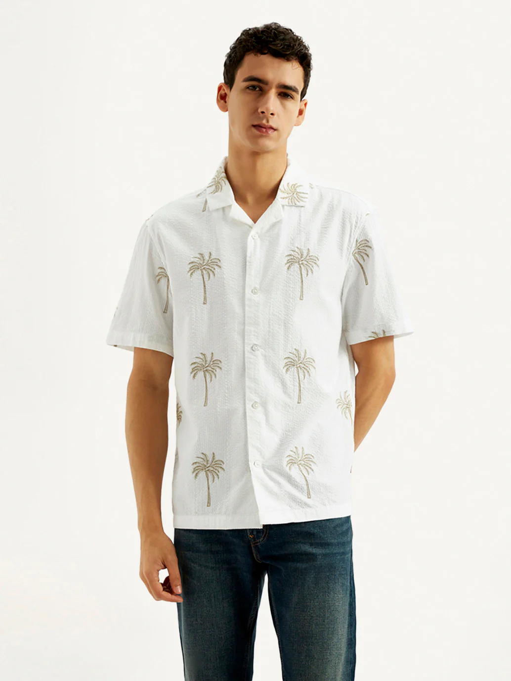 Men's Printed Slim Fit Resort Collar Shirt - Image 2
