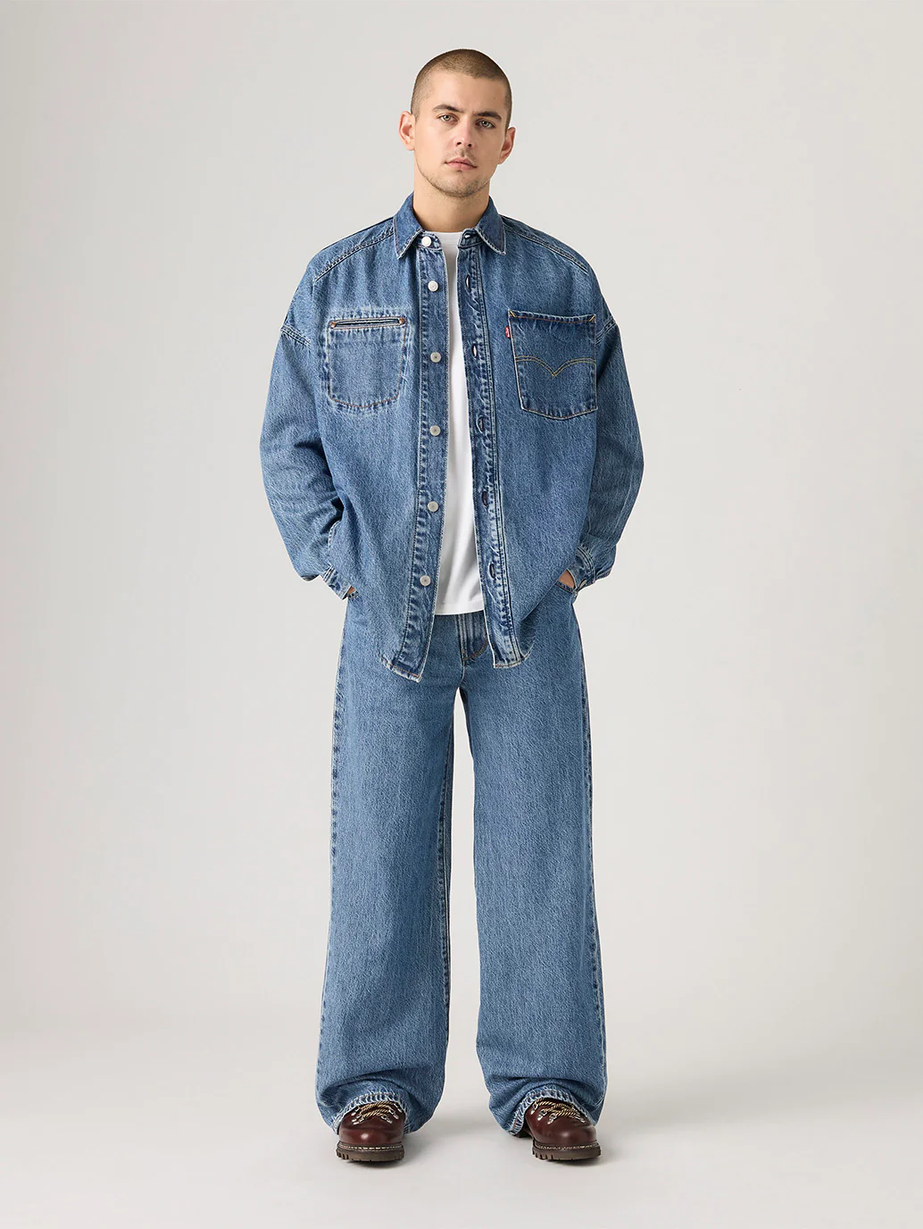 Men's Indigo Twisted Baggy Fit Mid Rise Jeans
