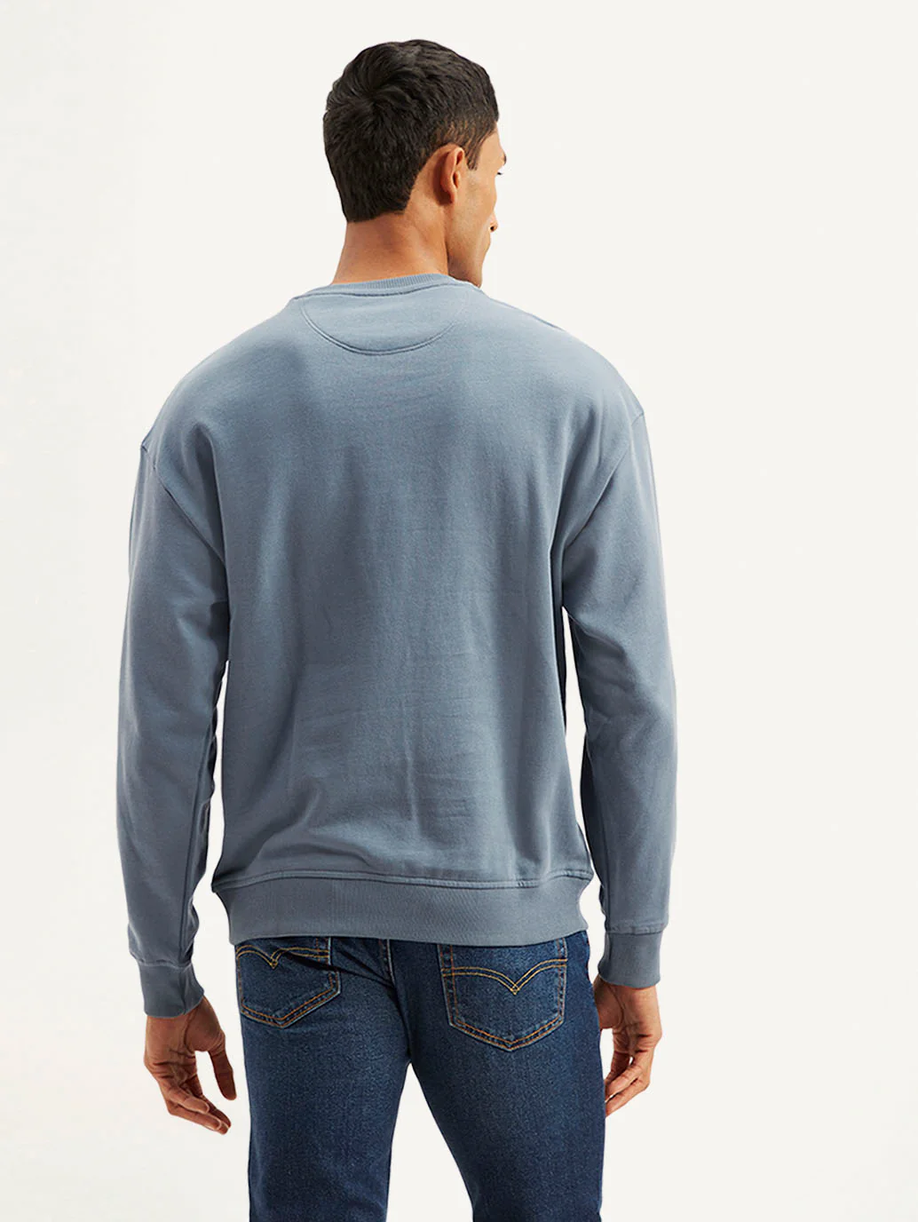 Men's Typographic Blue Crew Neck Sweatshirt - Image 3