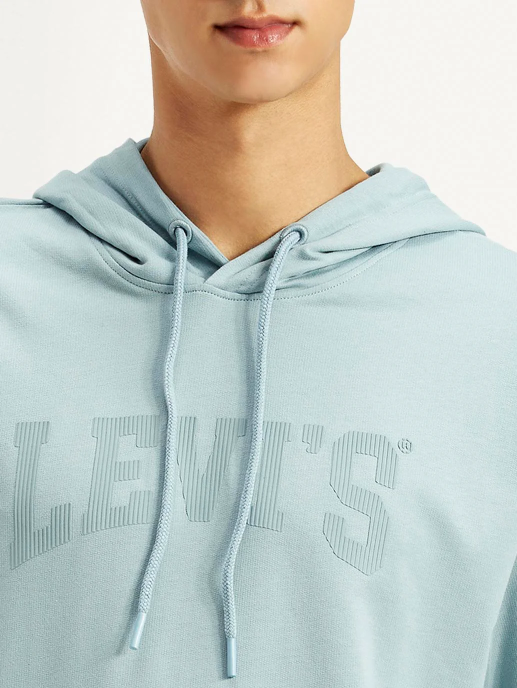 Men's Typographic Print Blue Hooded Sweatshirt - Image 4