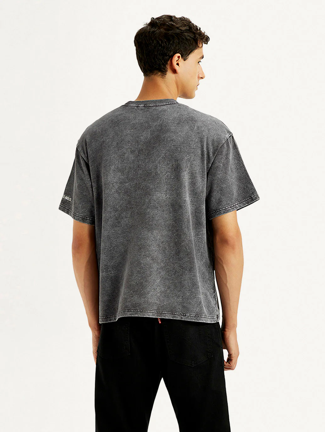 Men's Typographic Print Charcoal Grey Boxy T-shirt - Image 4