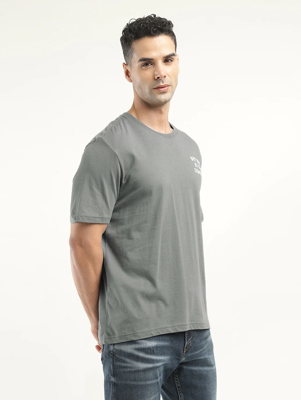 Men's Typographic Print Crew Neck T-Shirt - Image 5