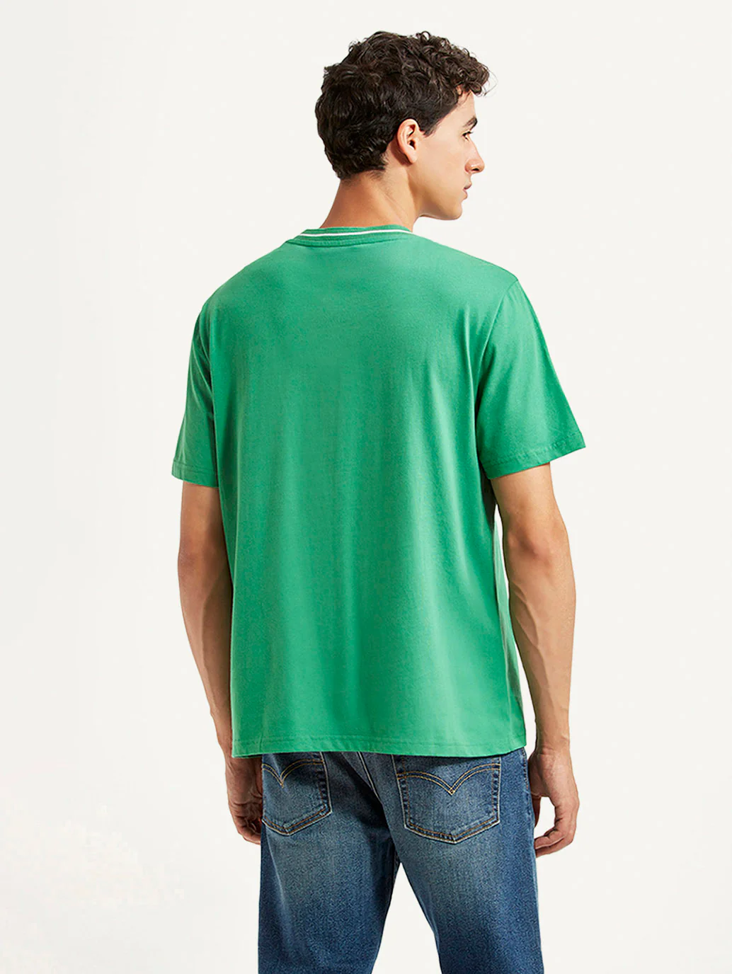 Men's Typographic Print Green Loose Fit T-shirt - Image 2