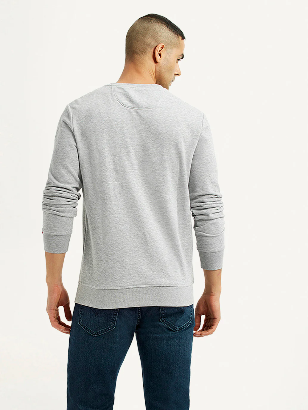 Men's Typographic Print Light Grey Slim Fit Sweatshirt - Image 2