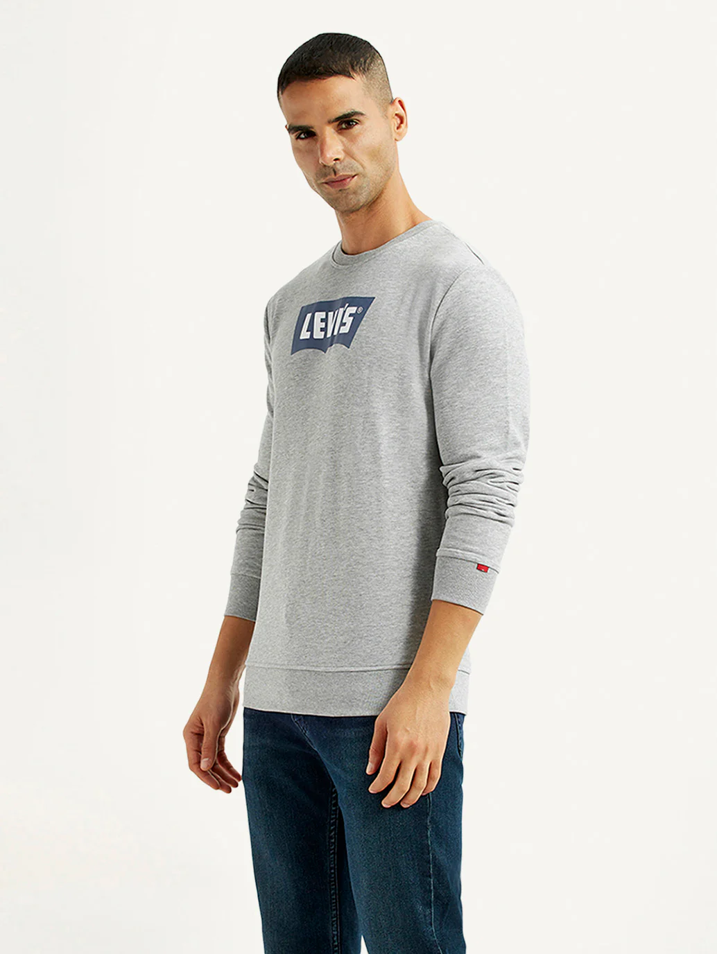 Men's Typographic Print Light Grey Slim Fit Sweatshirt - Image 3