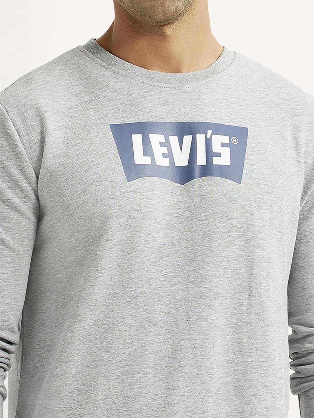 Men's Typographic Print Light Grey Slim Fit Sweatshirt - Image 4