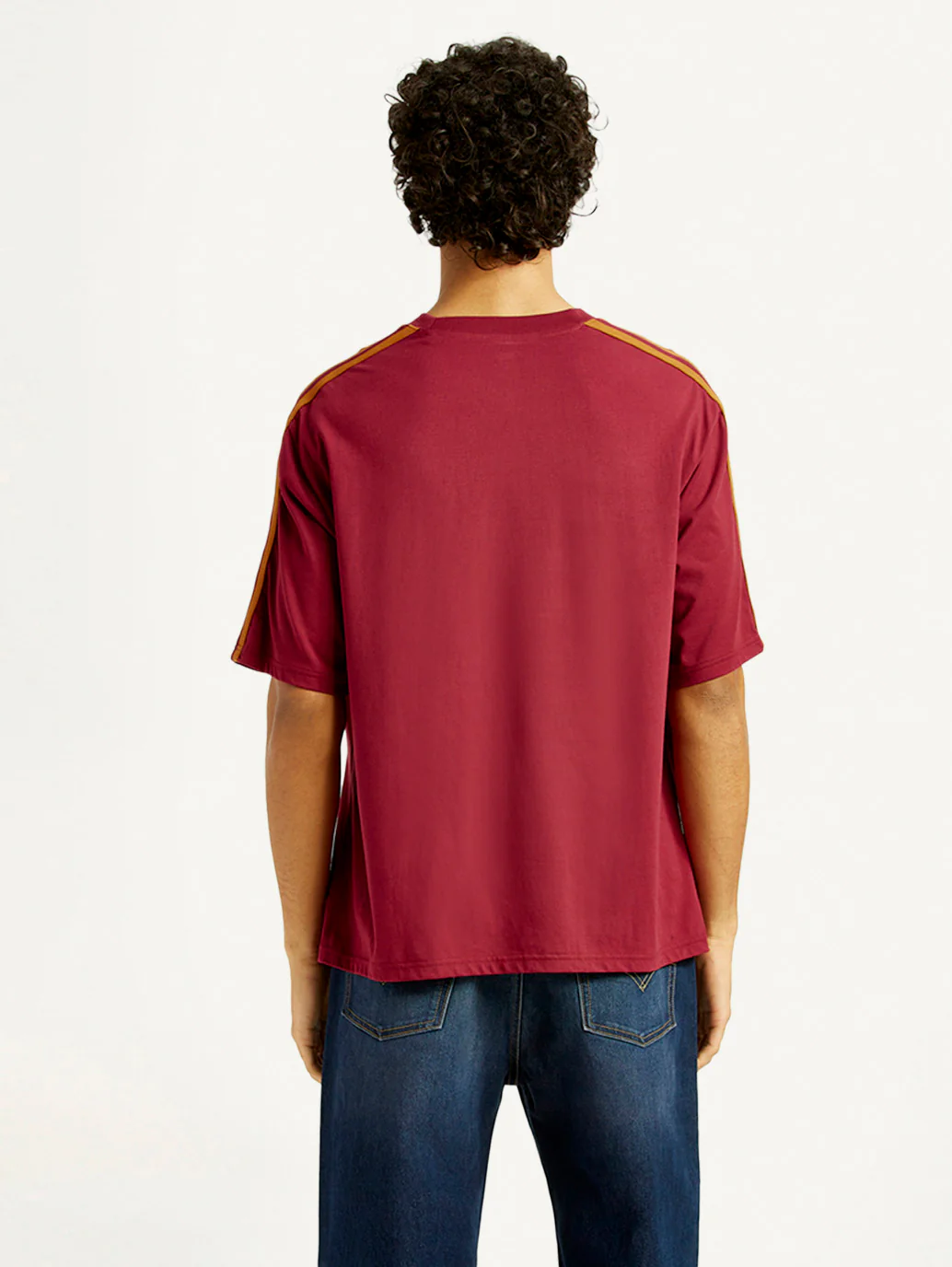 Men's Typographic Print Maroon Loose Fit T-shirt - Image 3