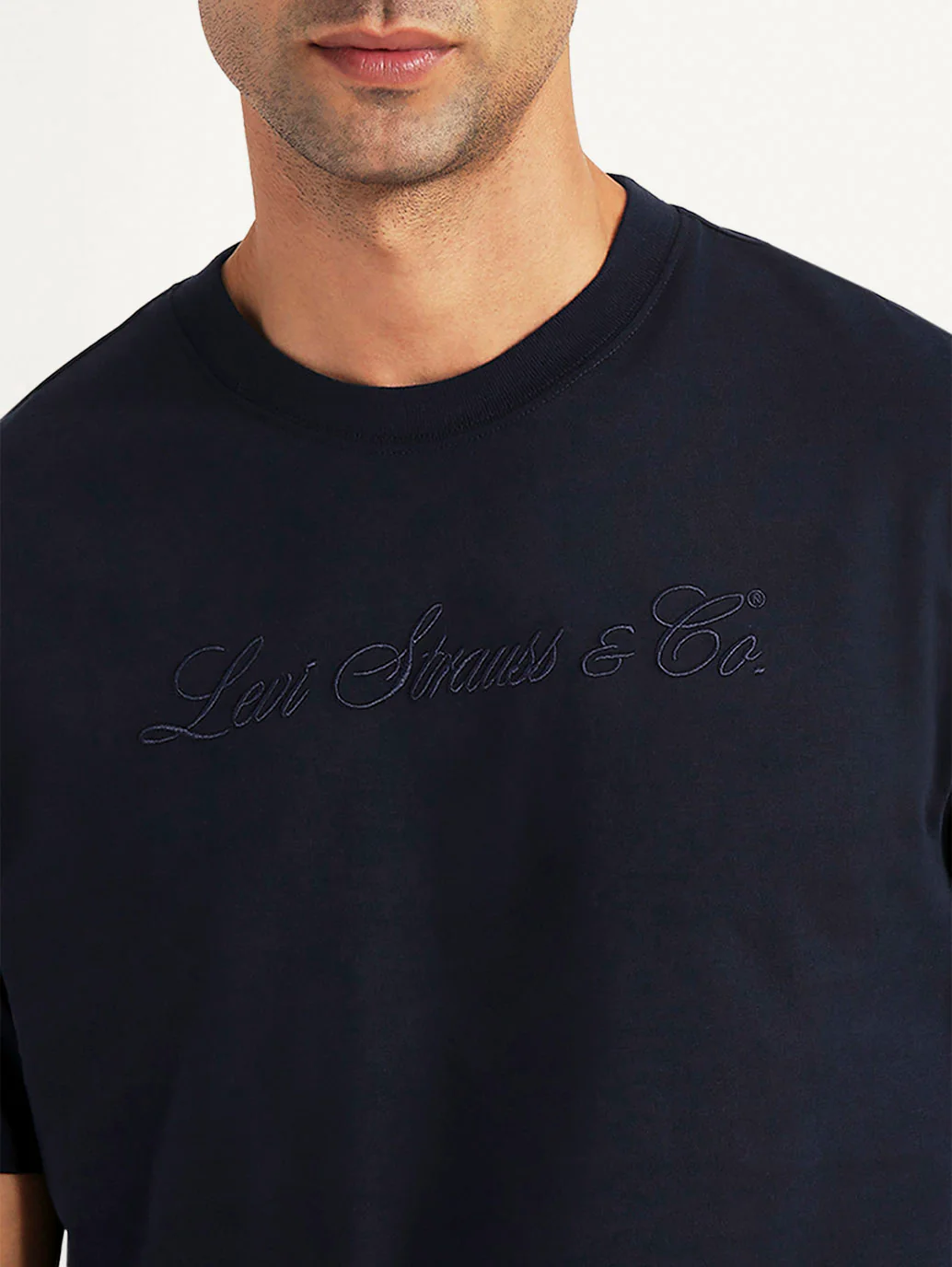 Men's Typographic Print Navy Slim Fit T-shirt - Image 4