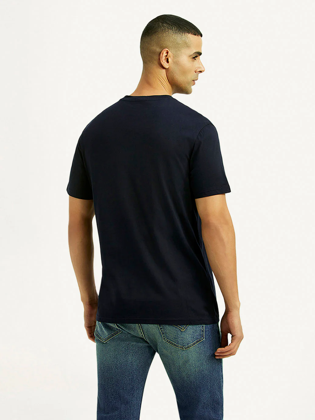 Men's Typographic Print Navy Slim Fit T-shirt - Image 3