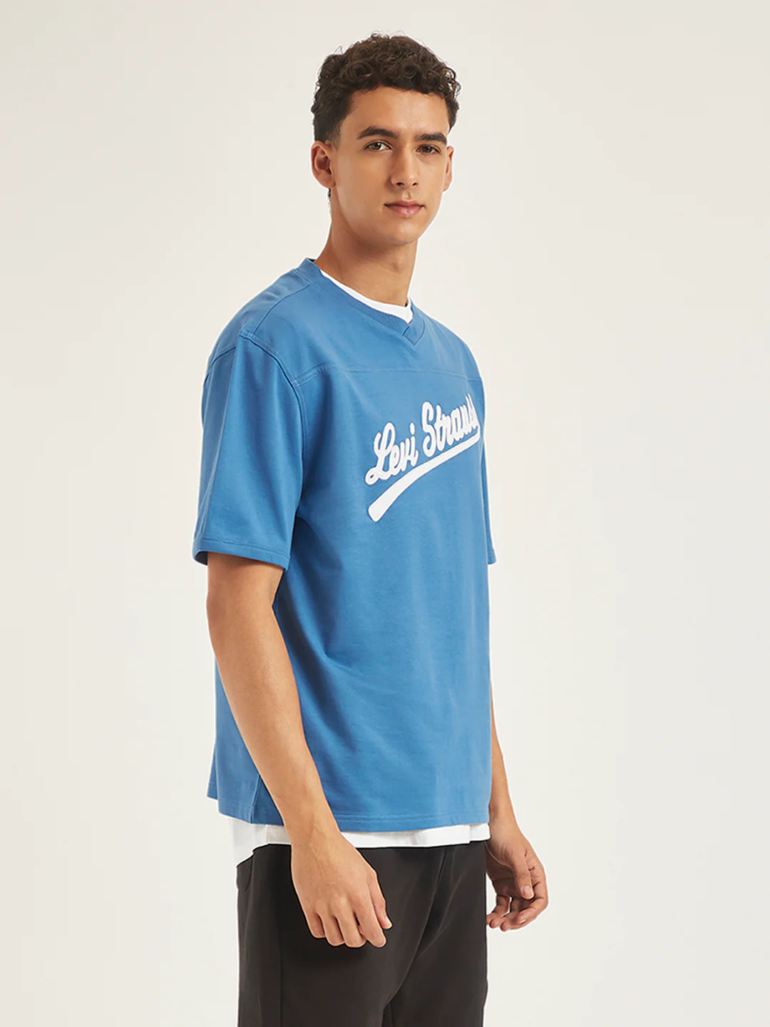 Men's Typographic Print Loose Fit T-shirt - Image 3