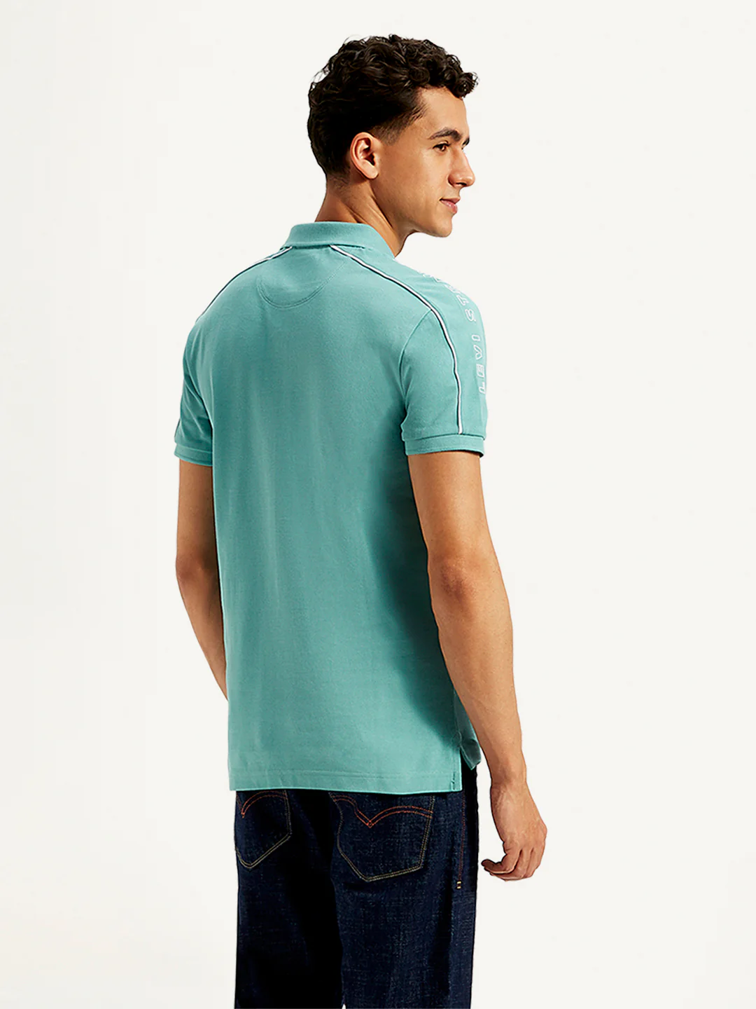 Men's Typographic Print Slim Fit Polo T-Shirt - Image 3
