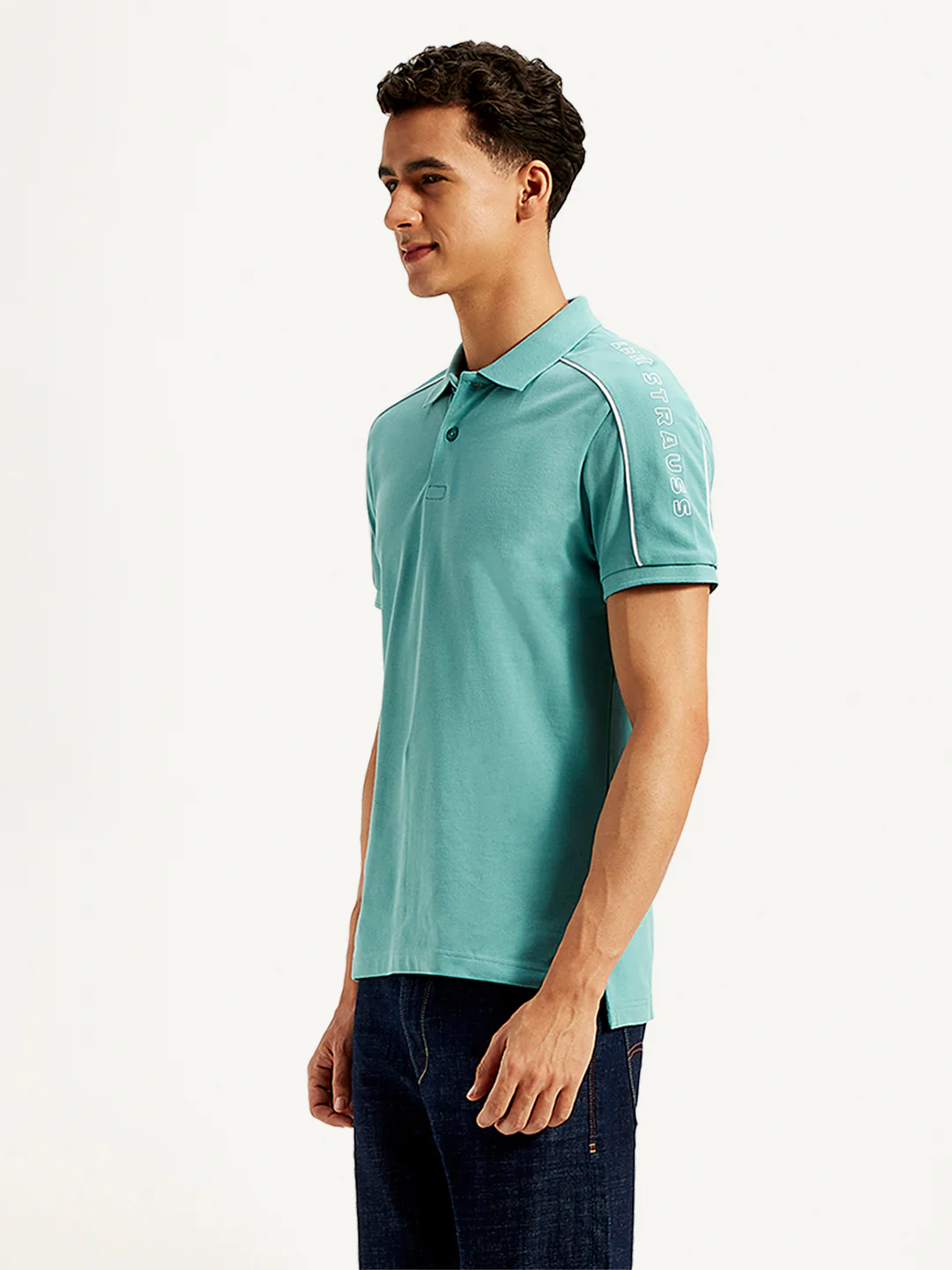 Men's Typographic Print Slim Fit Polo T-Shirt - Image 4