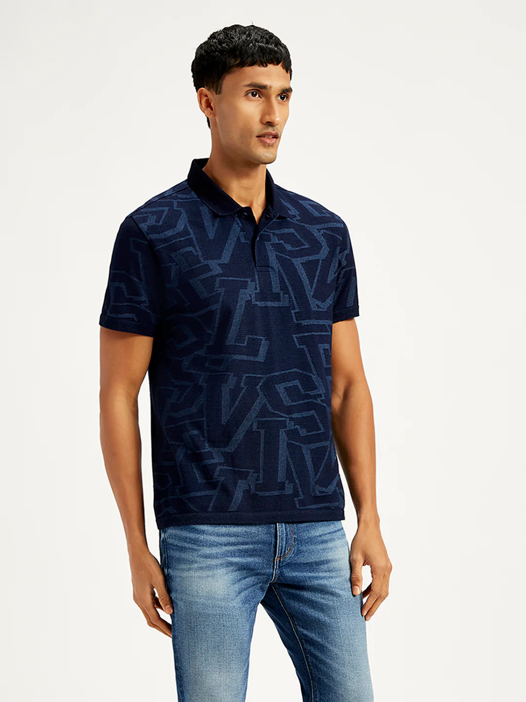 Men's Typographic Print Slim Fit Polo T-Shirt - Image 3