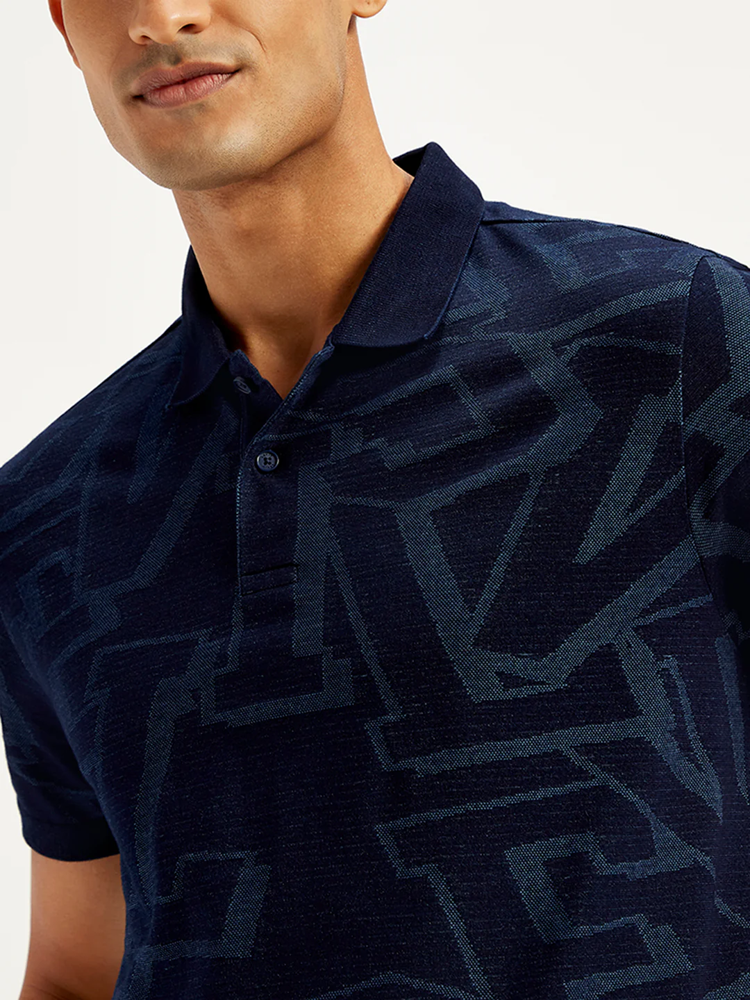 Men's Typographic Print Slim Fit Polo T-Shirt - Image 4