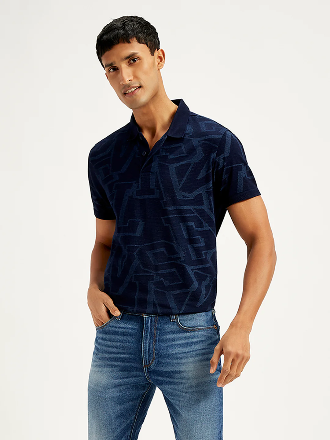 Men's Typographic Print Slim Fit Polo T-Shirt - Image 5