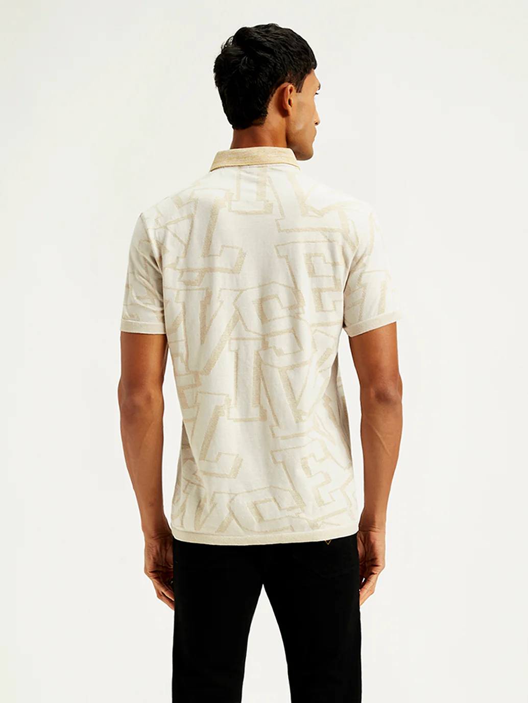 Men's Typographic Print Slim Fit Polo T-Shirt - Image 2