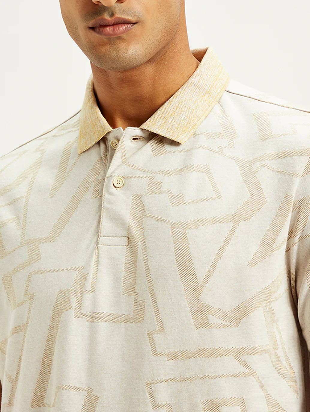 Men's Typographic Print Slim Fit Polo T-Shirt - Image 4