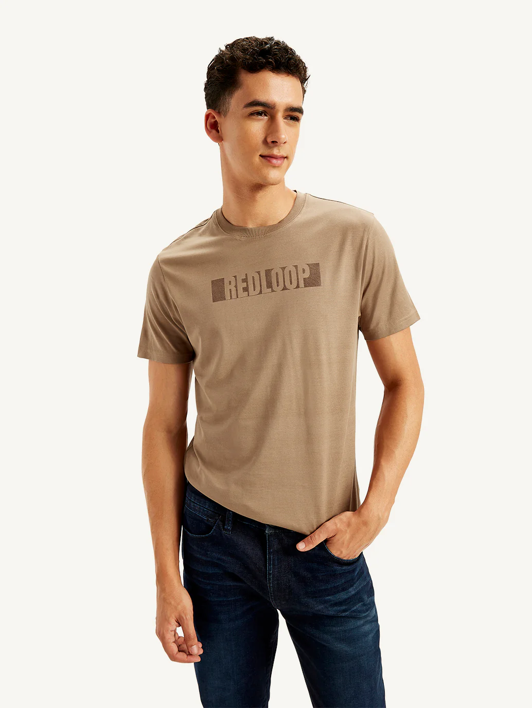 Men's Redloop Typographic Print Slim Fit T-shirt