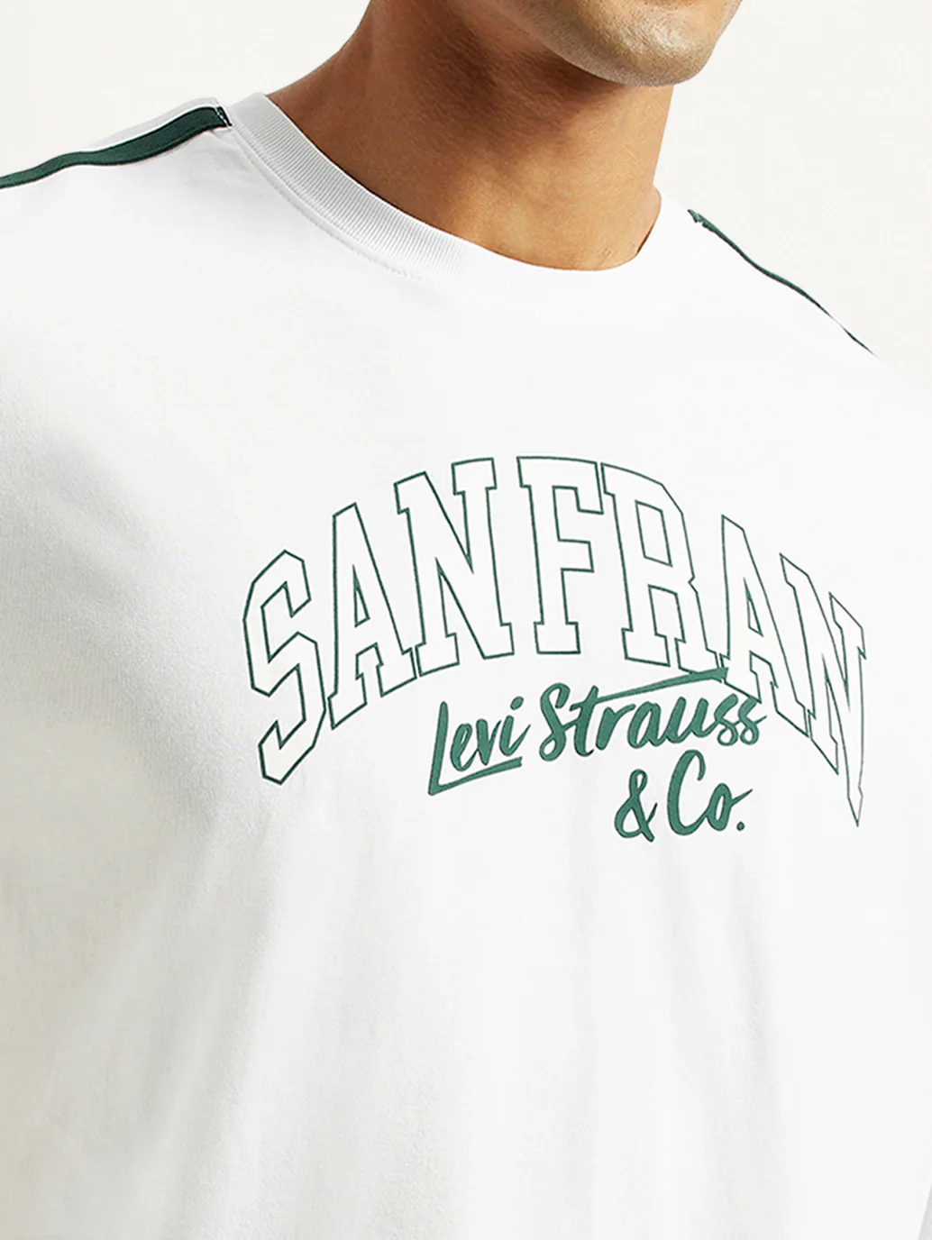 Men's Typographic Print White Loose Fit T-shirt - Image 4