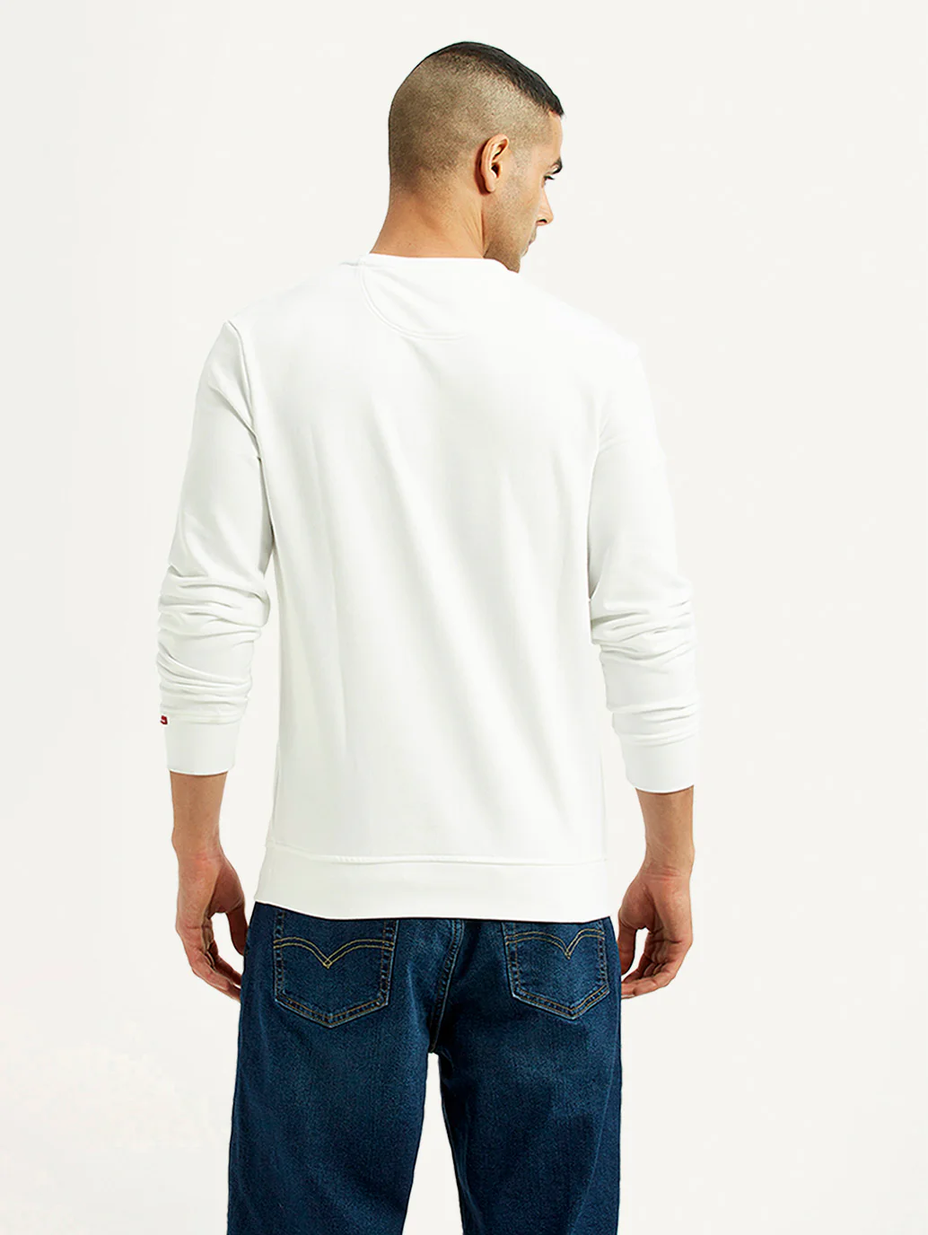 Men's Typographic Print White Slim Fit Sweatshirt - Image 2