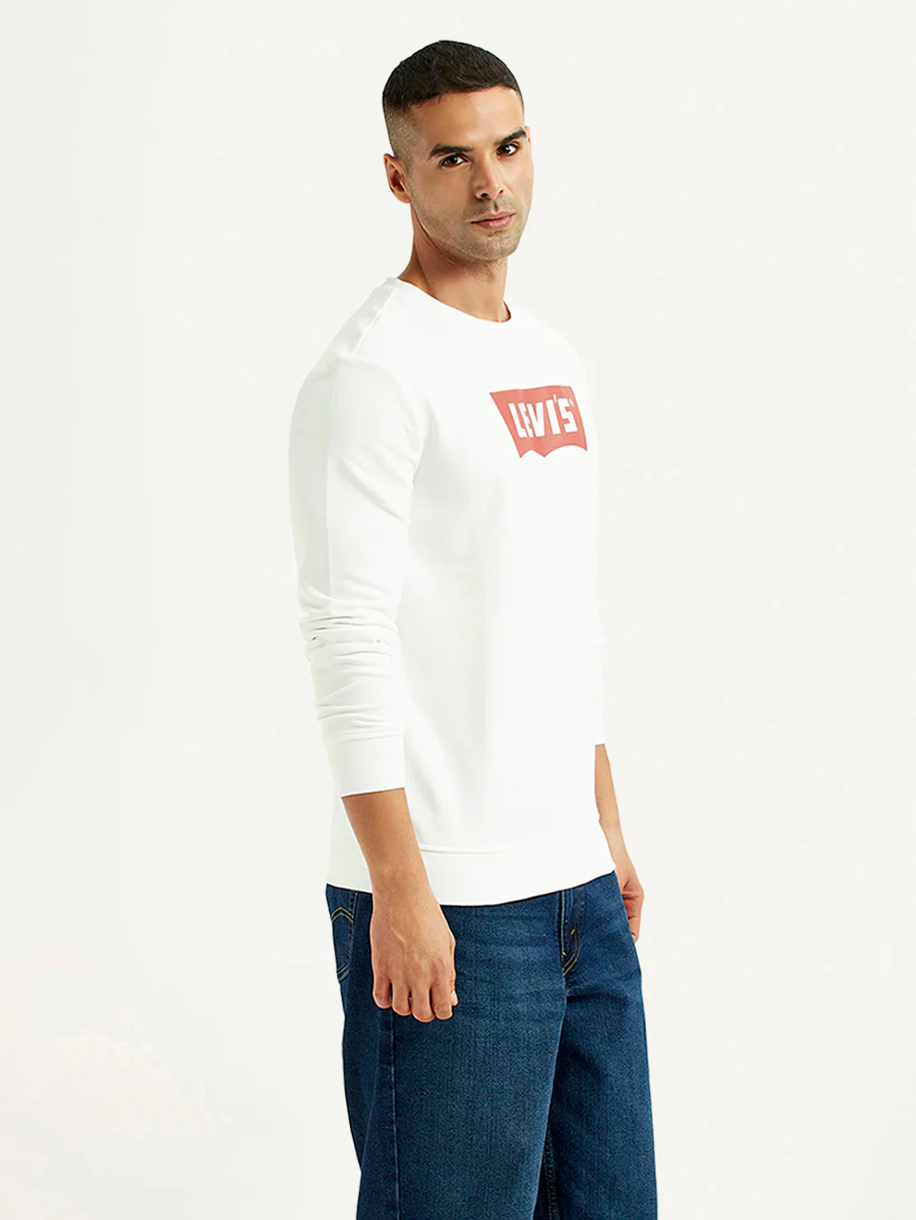 Men's Typographic Print White Slim Fit Sweatshirt - Image 3