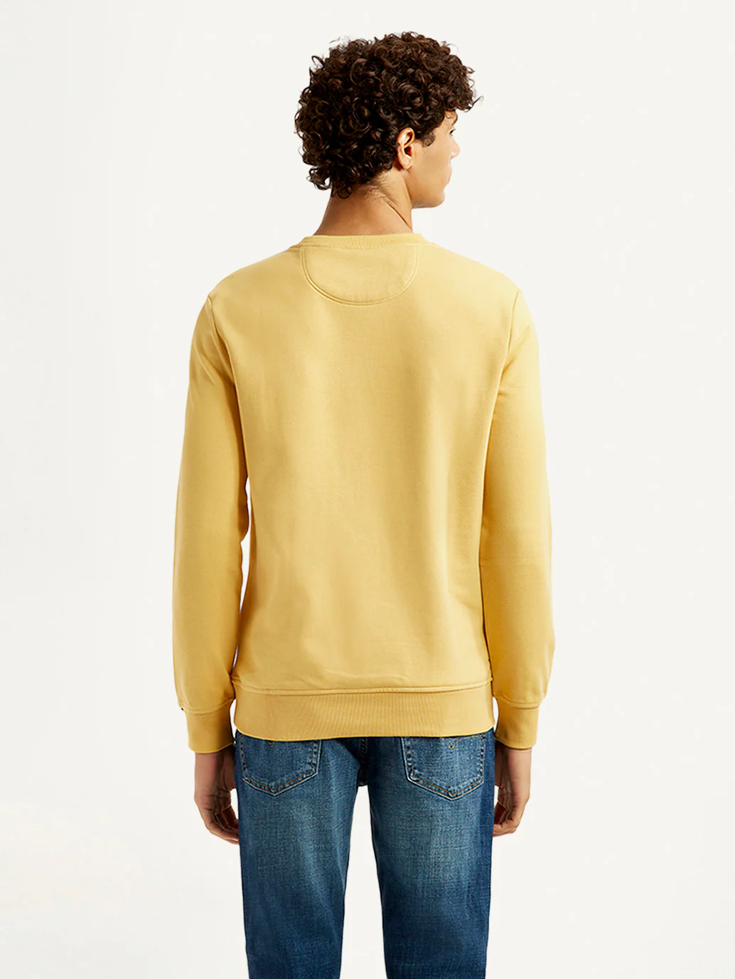 Men's Typographic Print Yellow Slim Fit Sweatshirt - Image 2