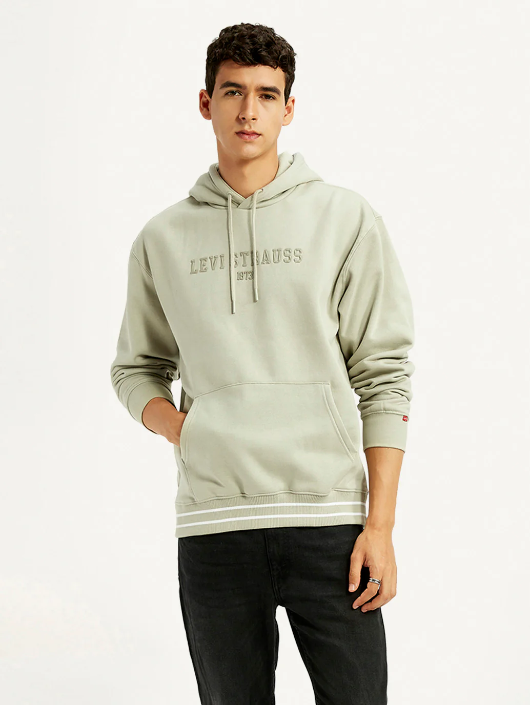 Men's Typography Beige Hooded Sweatshirt - Image 6