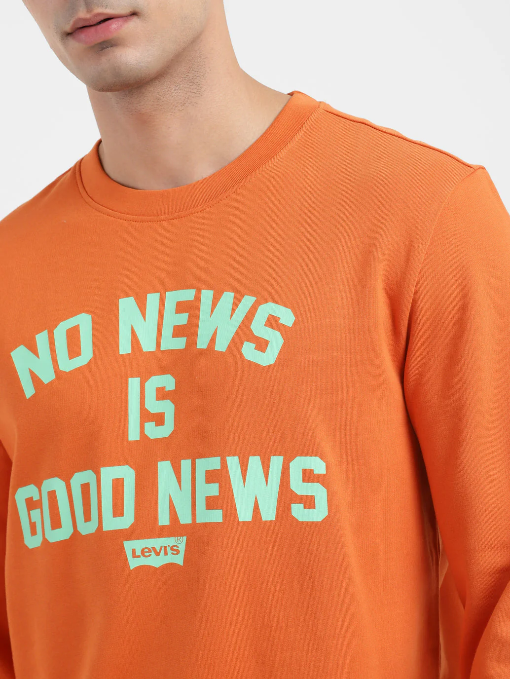 Men's Typography Crew Neck Sweatshirt Orange - Image 5