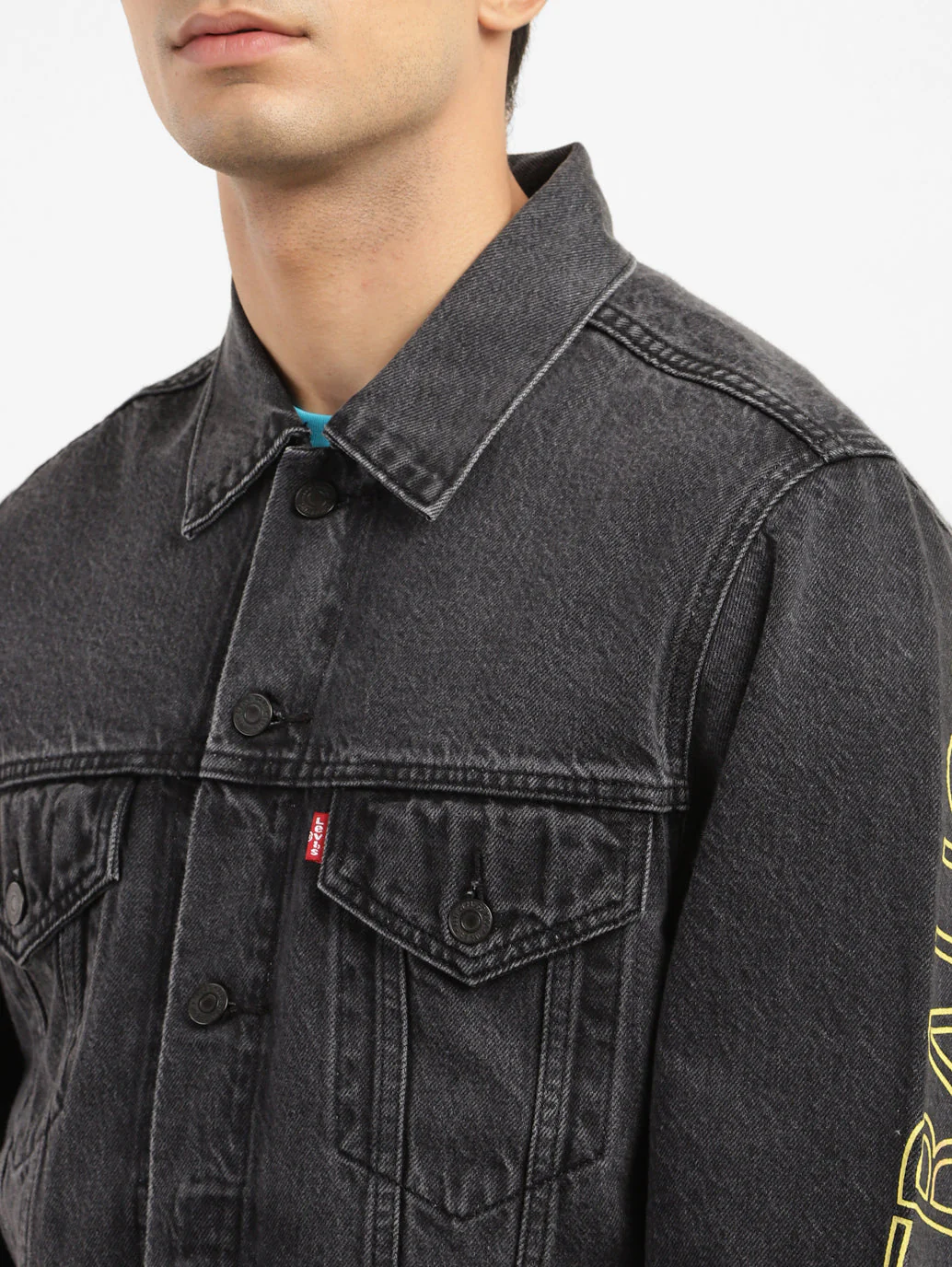 Men's Printed Spread Collar Denim Jacket - Image 5