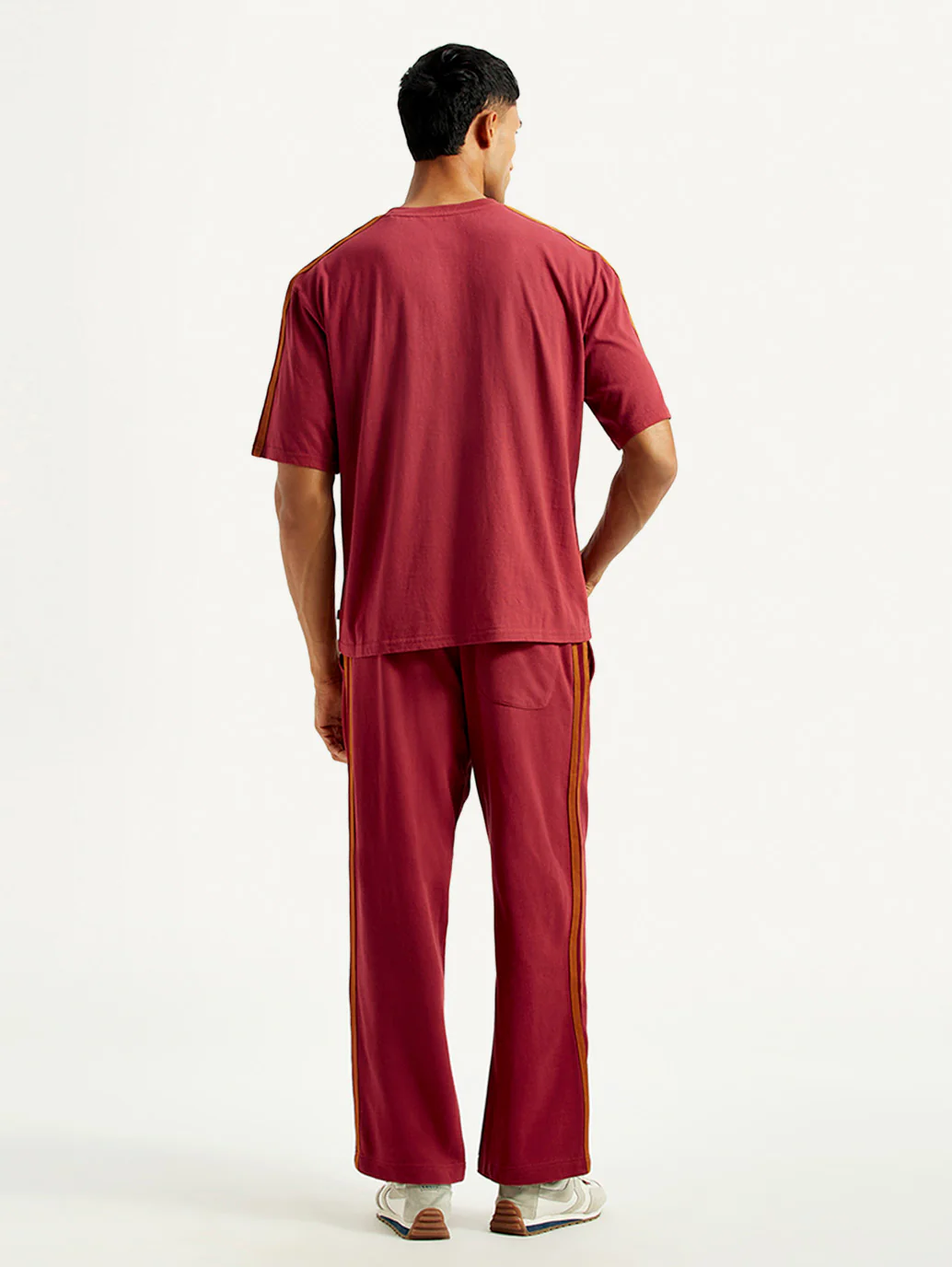 Men's Typography Maroon Crew Neck Co-Ord Set - Image 3