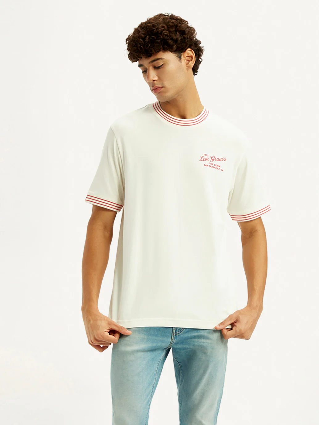 Men's Typography Off White Crew Neck T-shirt - Image 2