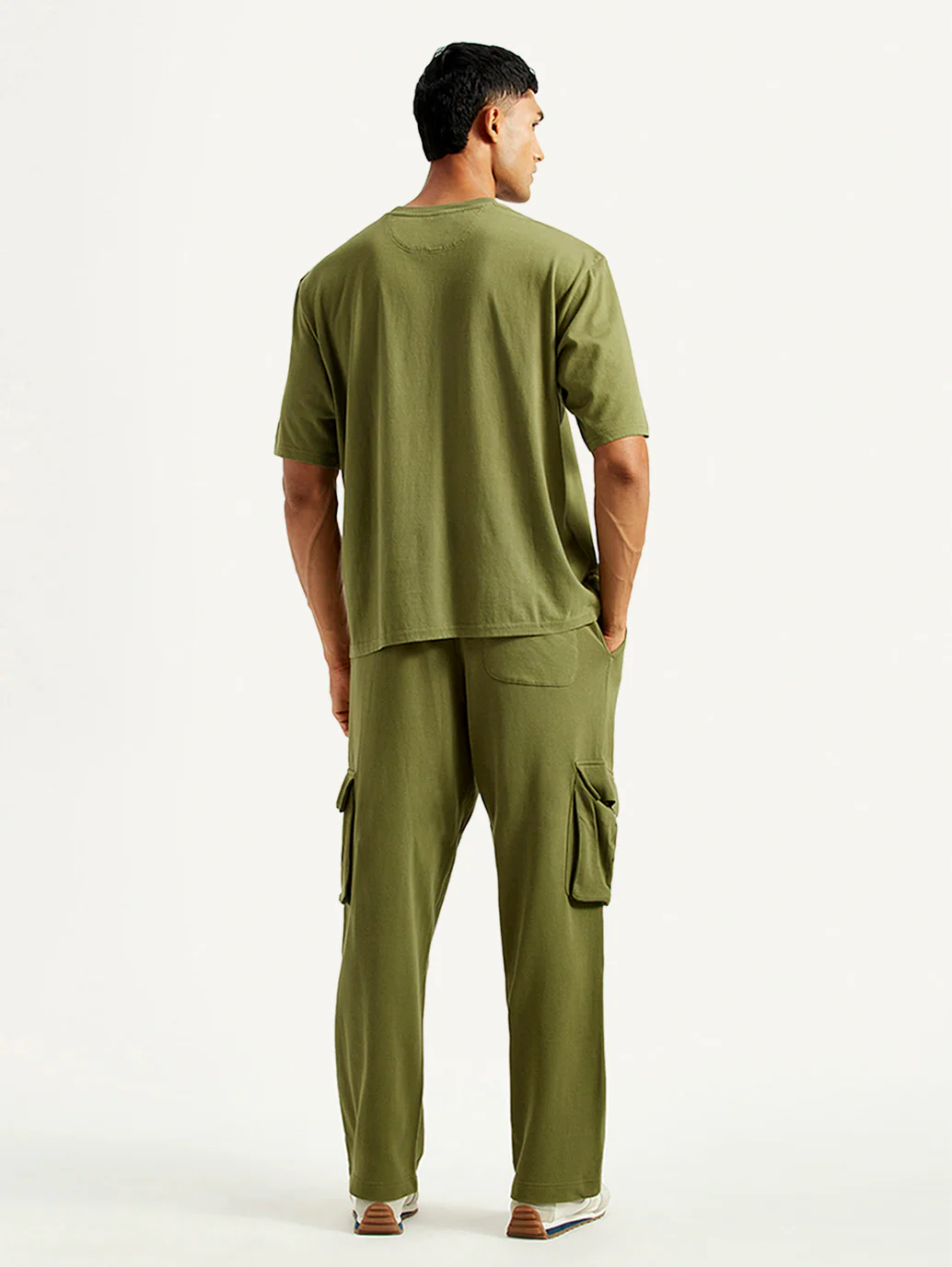 Men's Typography Olive Crew Neck Co-Ord Set - Image 3