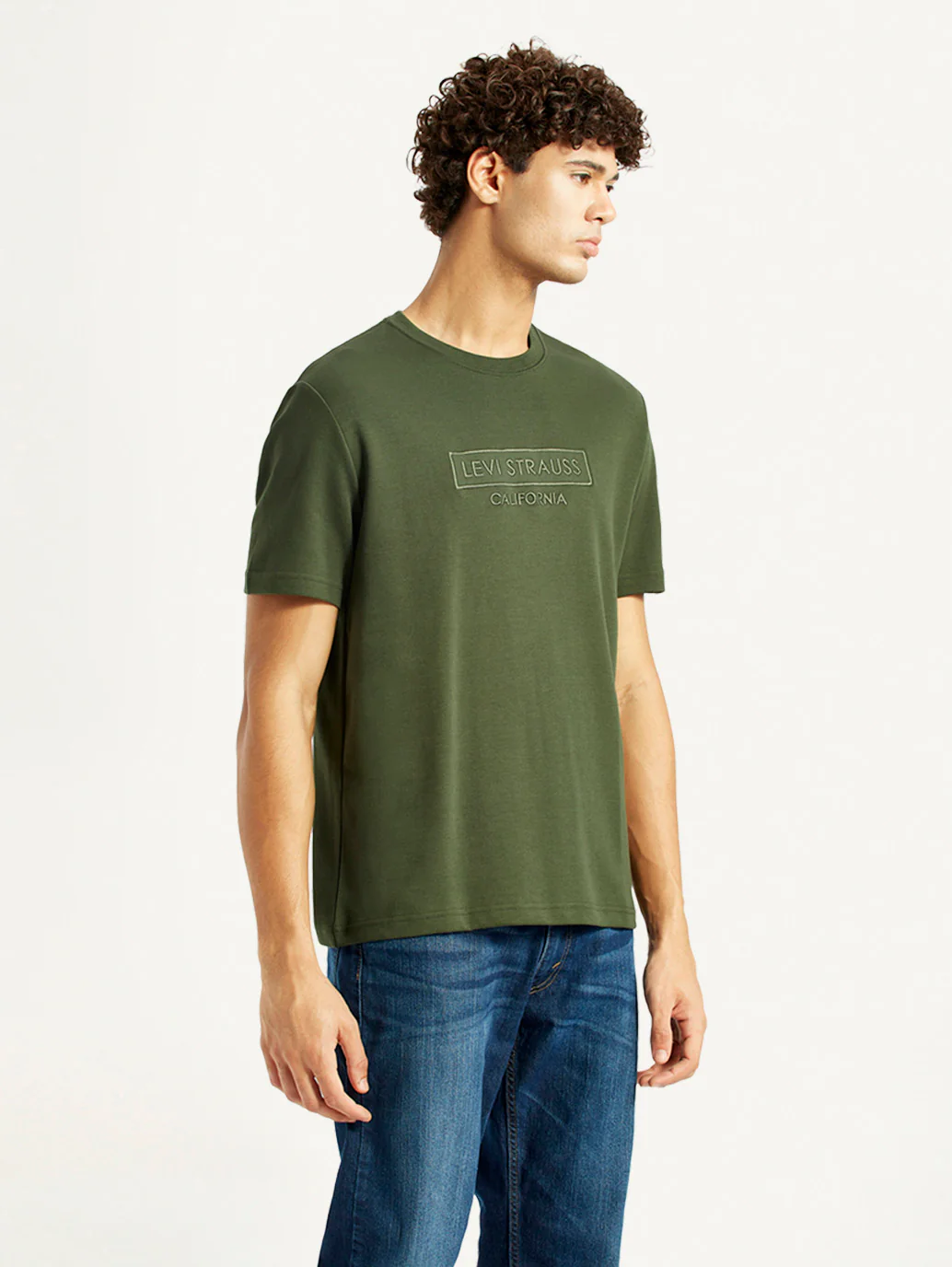 Men's Typography Olive Crew Neck T-shirt - Image 4