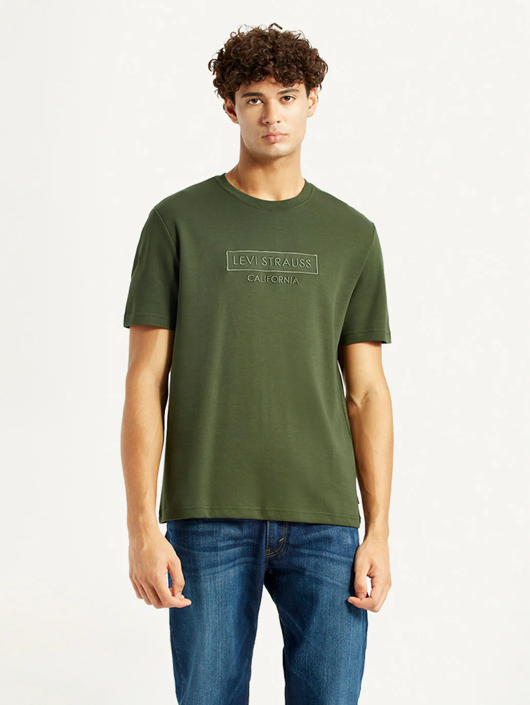 Men's Typography Olive Crew Neck T-shirt - Image 5