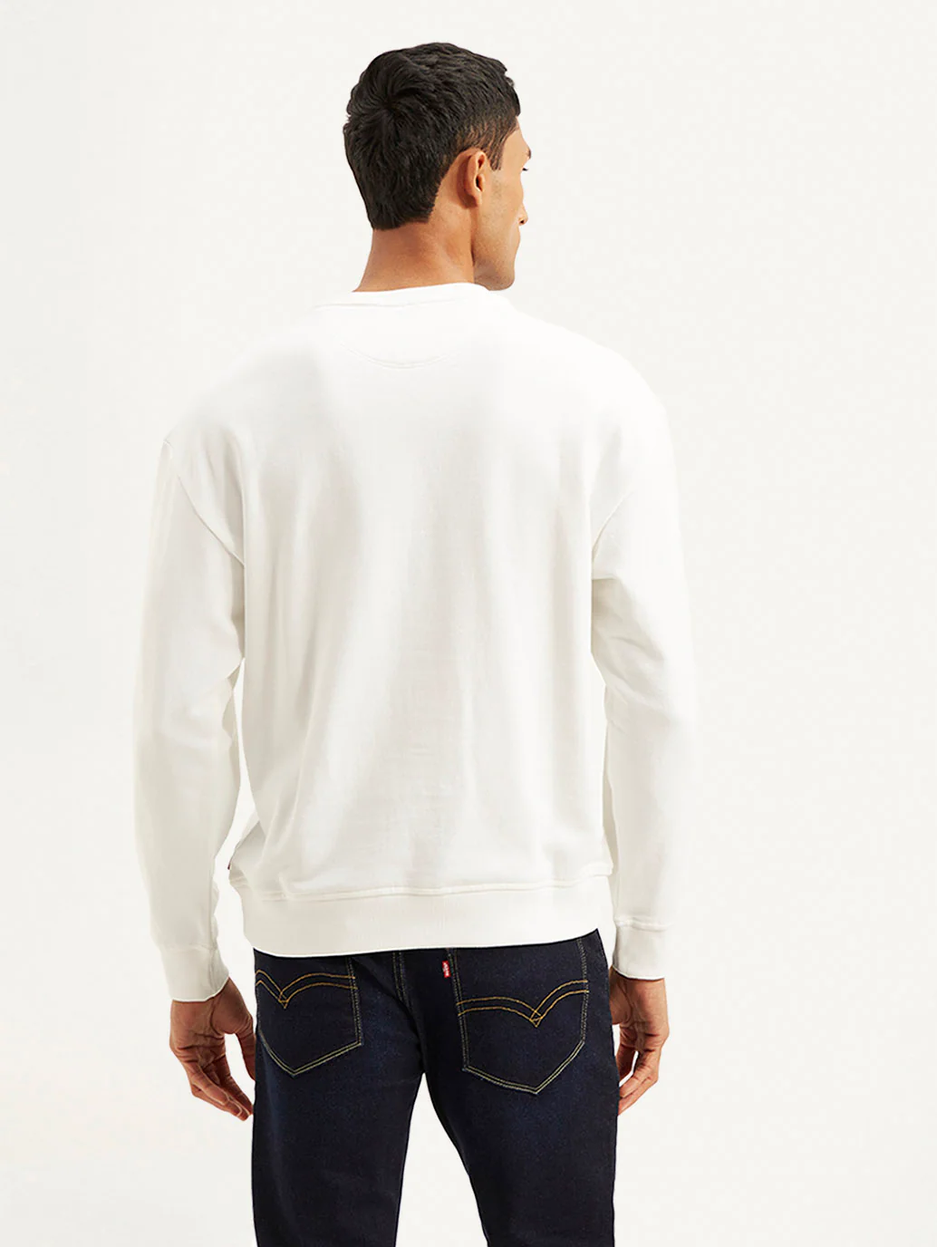 Men's Typography White Crew Neck Sweatshirt - Image 3