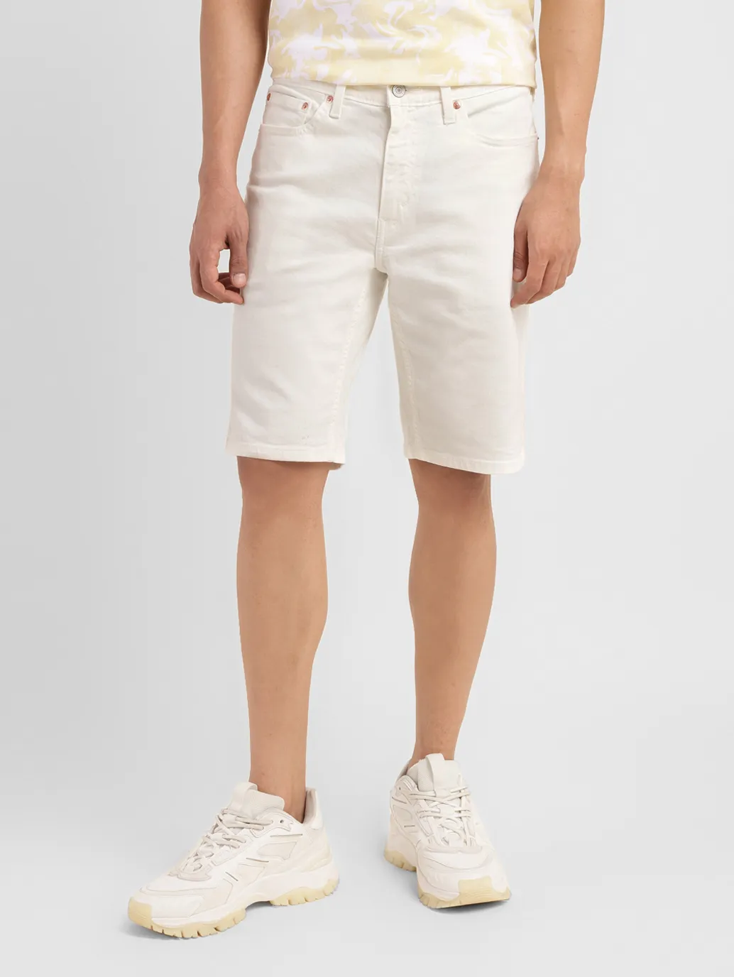 Men's White Regular Fit Shorts - Image 2