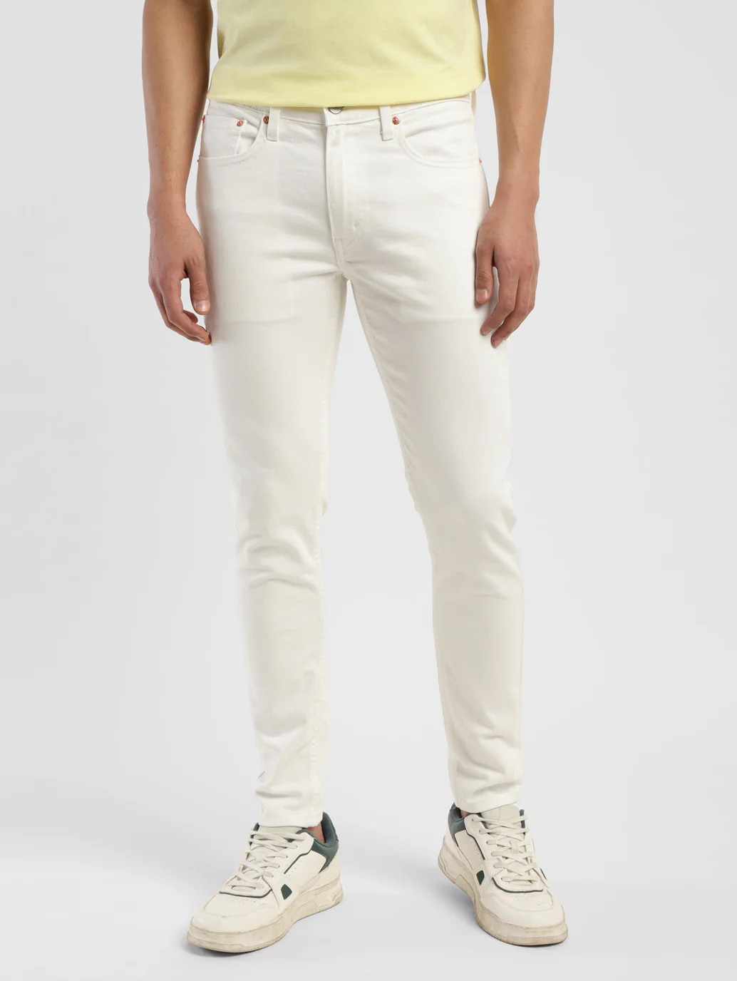 Men's White Skinny Fit Mid Rise Jeans - Image 2