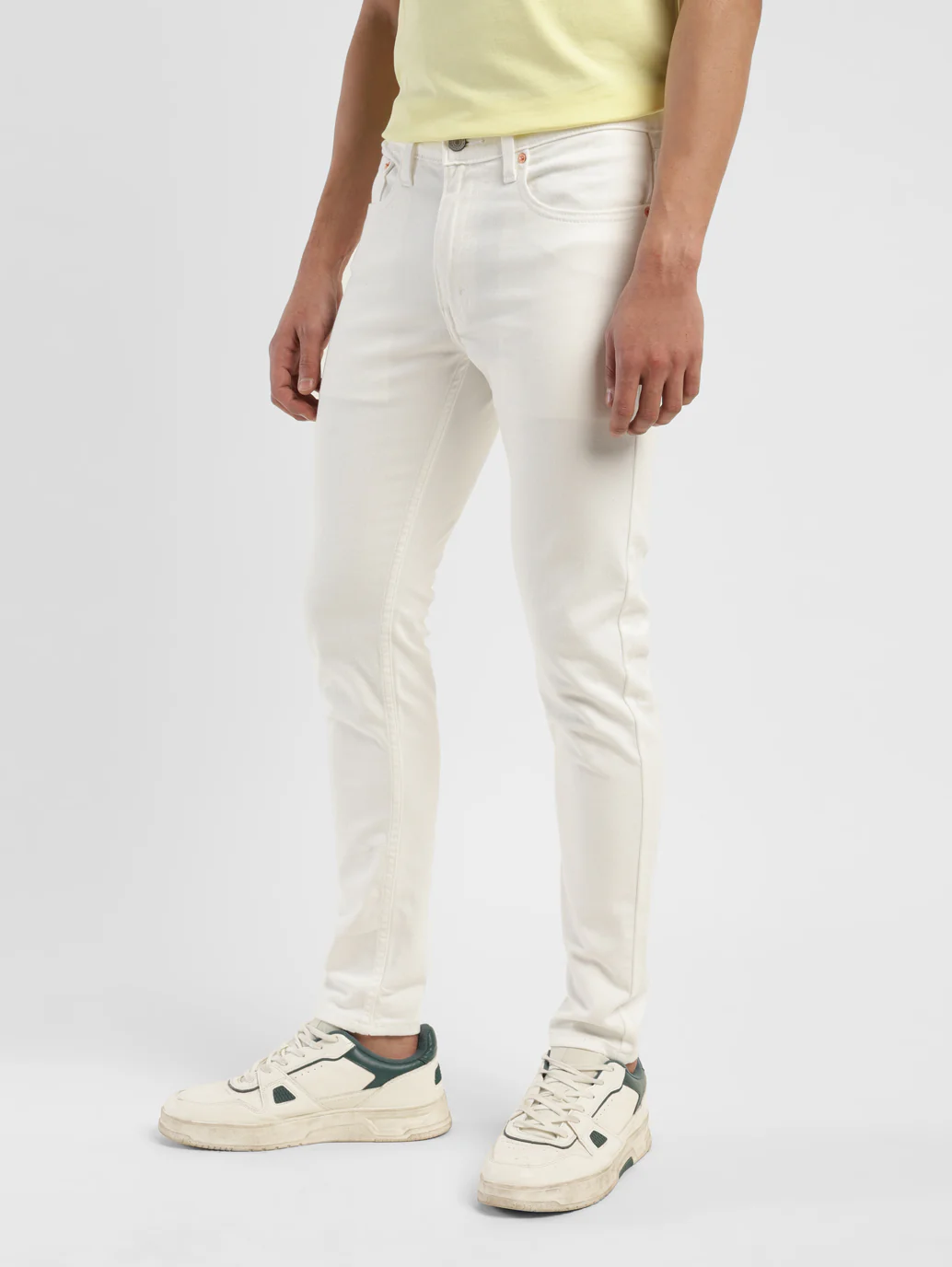 Men's White Skinny Fit Mid Rise Jeans - Image 4