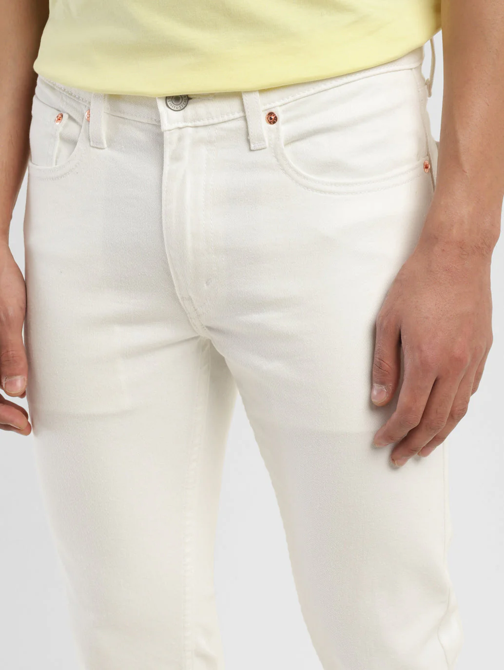 Men's White Skinny Fit Mid Rise Jeans - Image 6