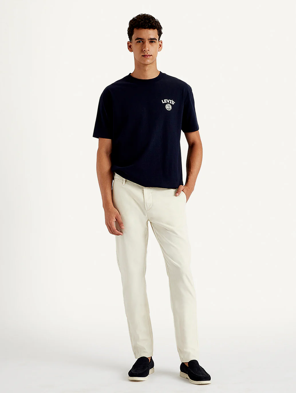 Men's White Tapered Fit Trousers - Image 4