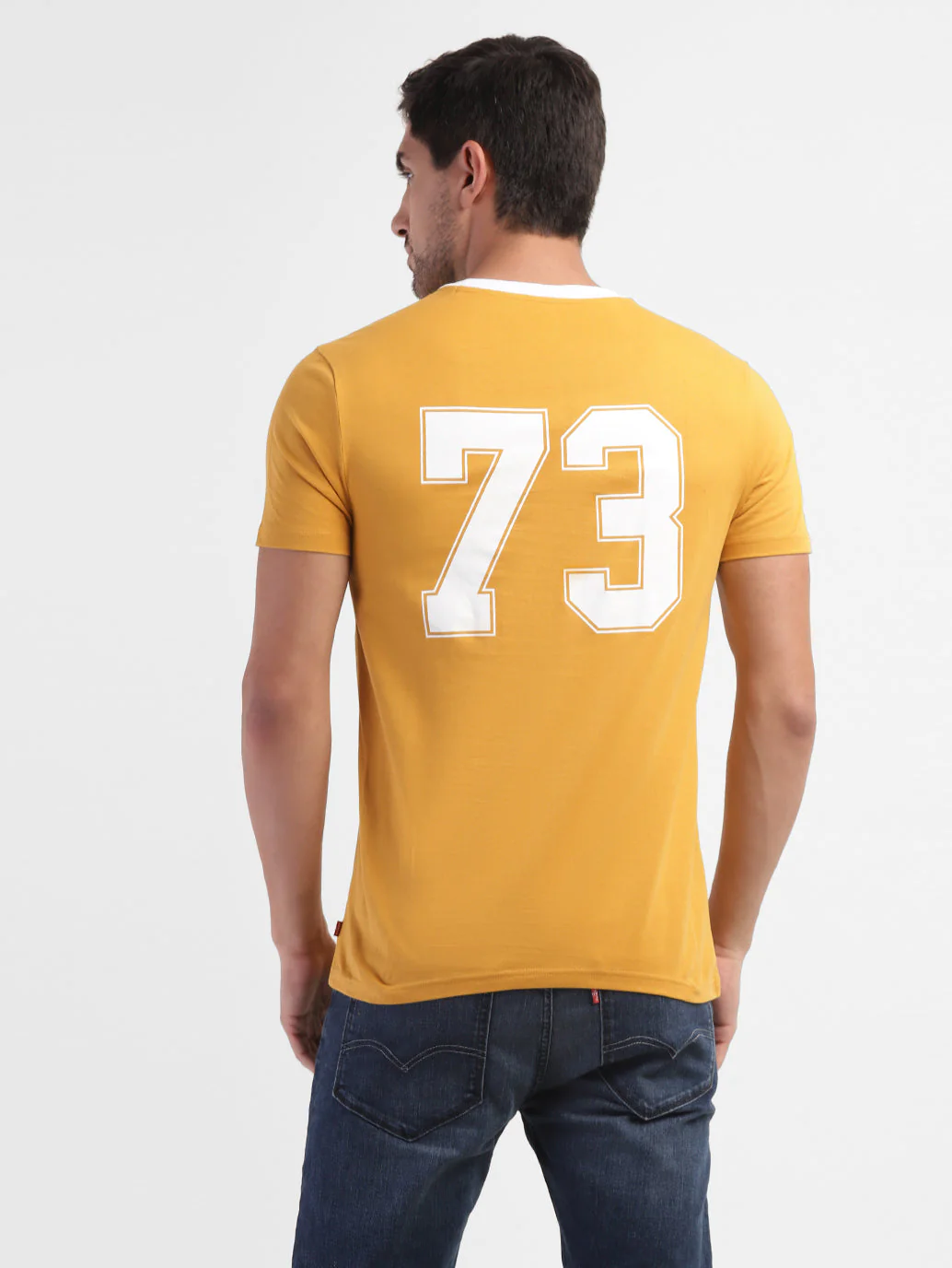 Men's Yellow Brand Logo T-Shirt - Image 3
