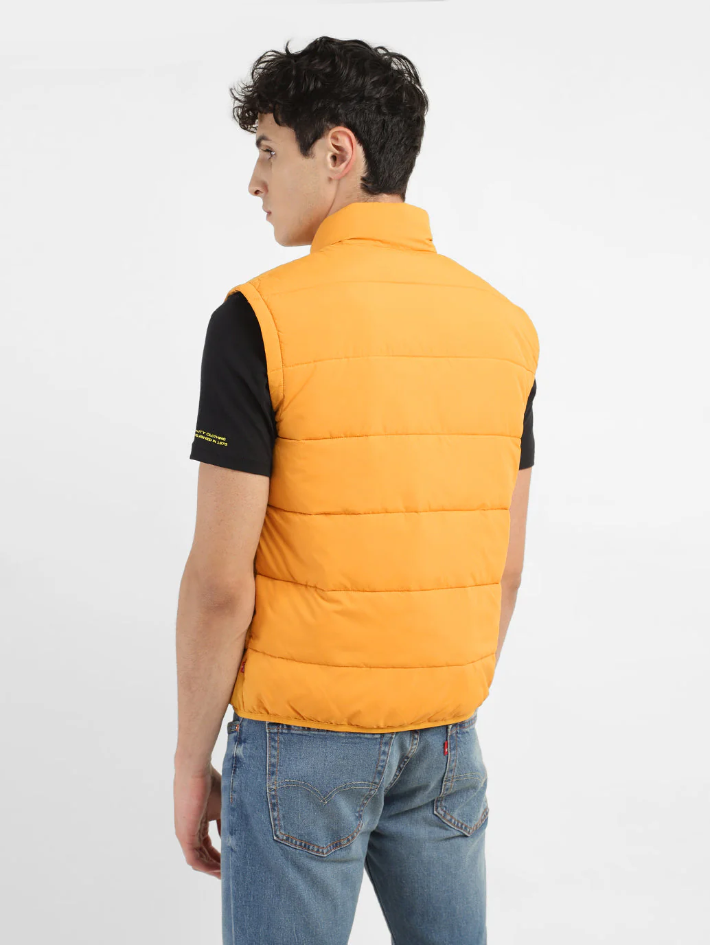 Men's Orange High Neck Puffer Jackets - Image 3