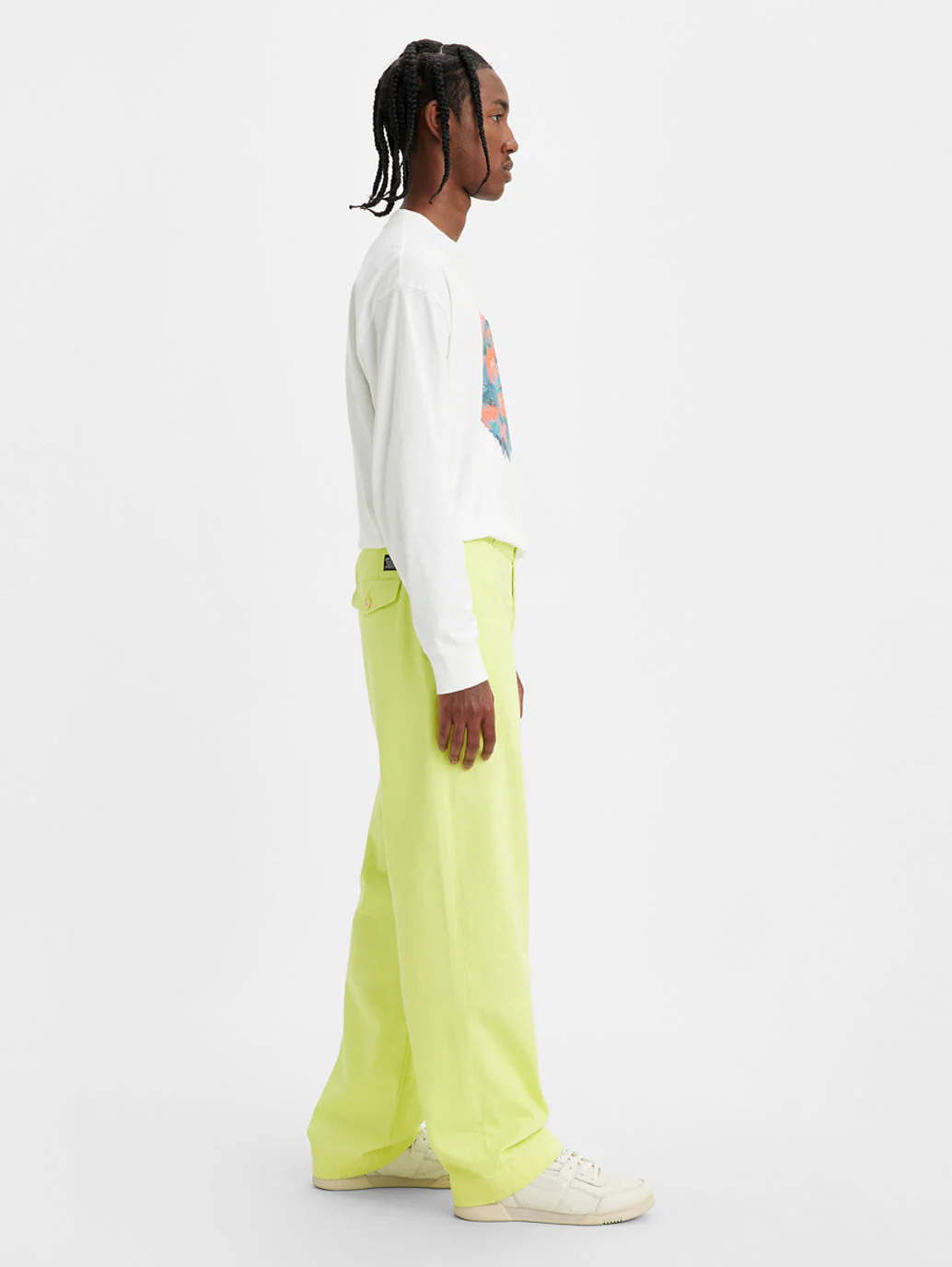 Men's Green Relaxed Fit Trousers - Image 3