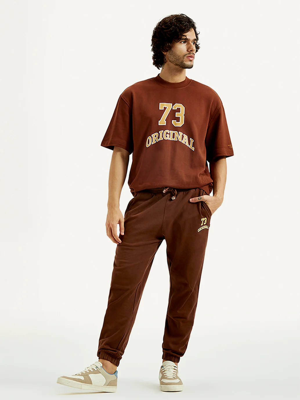 Men's Brown Solid Joggers