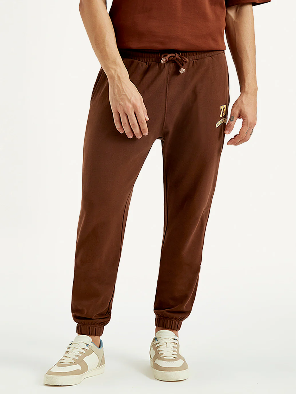 Men's Brown Solid Joggers - Image 2