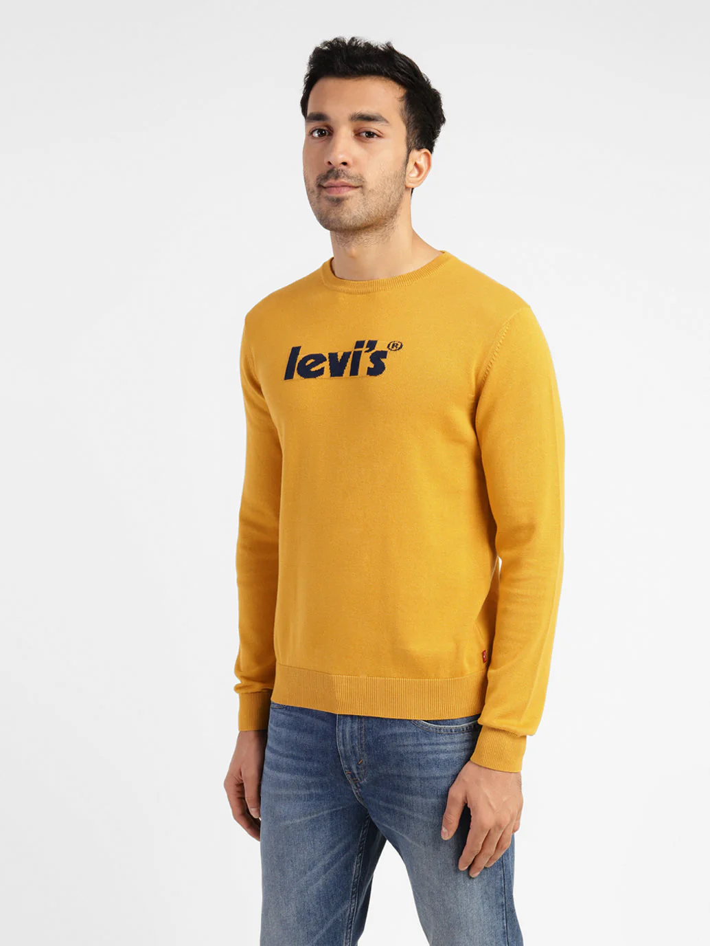 Men's Brand Logo Crew Neck Sweater Yellow - Image 4