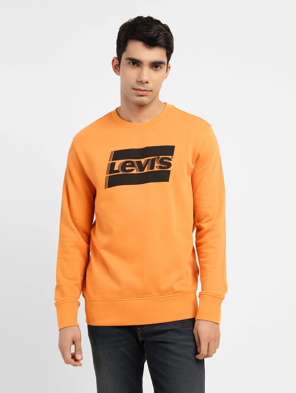 Men's Brand Logo Crew Neck Sweatshirt Orange - Image 2