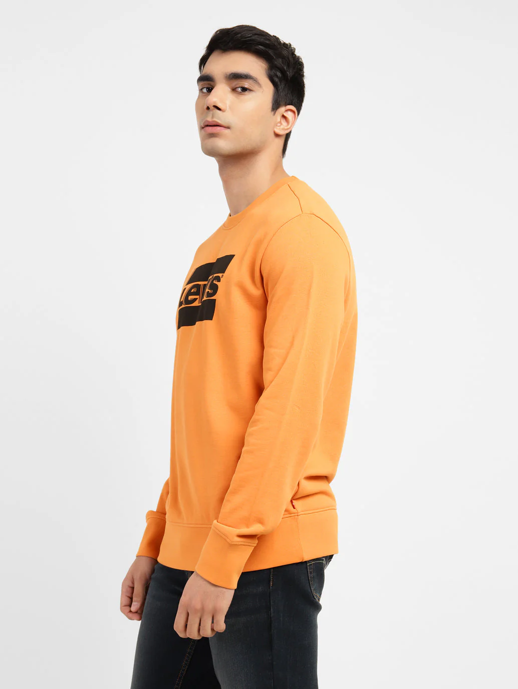 Men's Brand Logo Crew Neck Sweatshirt Orange - Image 4